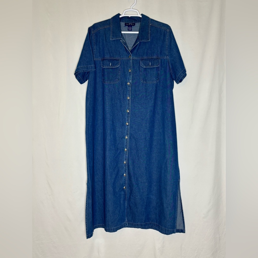 Ty Blue Denim Midi Shirt Dress